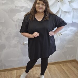 Bluzka gładka z ozdobnymi ramionami – 4 kolory Plus Size - obrazek 8