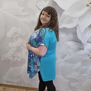 Tunika Fantazja Turkus Plus Size – niebieska, lekka turecka jakość - obrazek 3