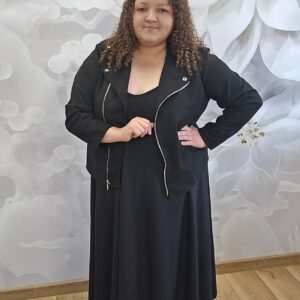 Sukienka na Ramiączkach Plus Size – kreszowana włoska wiskoza w 2 kolorach - obrazek 3