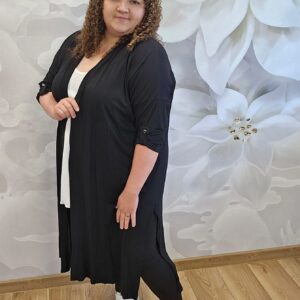 Narzutka Dłuższa Plus Size – uniwersalna wiskoza, rękaw 3/4 w 2 kolorach - obrazek 3