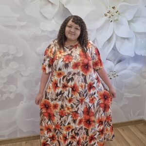 Sukienka Kolorowa - Biała - obrazek 1