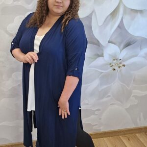 Narzutka Dłuższa Plus Size - Granat - obrazek 5