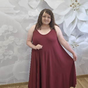 Sukienka na Ramiączkach Plus Size - Bordo - obrazek 5