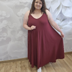 Sukienka na Ramiączkach Plus Size - Bordo - obrazek 4