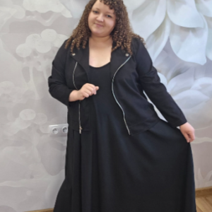 Sukienka na Ramiączkach Plus Size - Czarna - obrazek 3