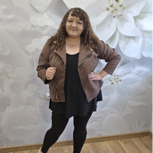Ramoneska Zamszowa Plus Size - Czekolada - obrazek 1