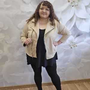 Ramoneska Zamszowa Plus Size - Beż - obrazek 1
