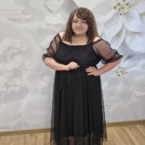 Sukienka Tiul Kropki Plus Size – Czarna - obrazek 4