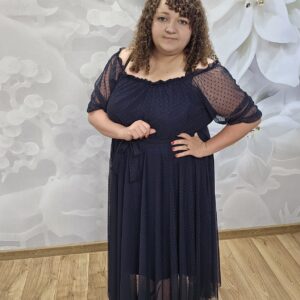 Sukienka Tiul Kropki Plus Size – Granat - obrazek 4