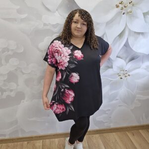 Tunika Fantazja Plus Size – Piwonie Różowe - obrazek 4