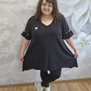 Tunika Felicja Plus Size czarna – luźny, rozszerzany krój