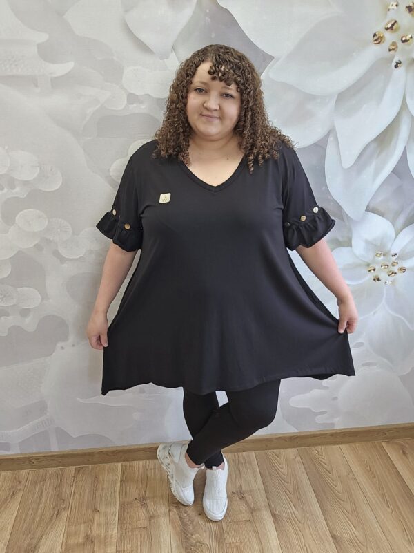 Tunika Felicja Plus Size czarna – luźny, rozszerzany krój