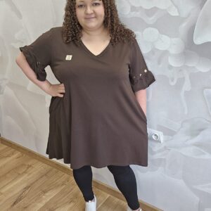 Tunika Felicja Plus Size czekoladowa – luźny, rozszerzany krój