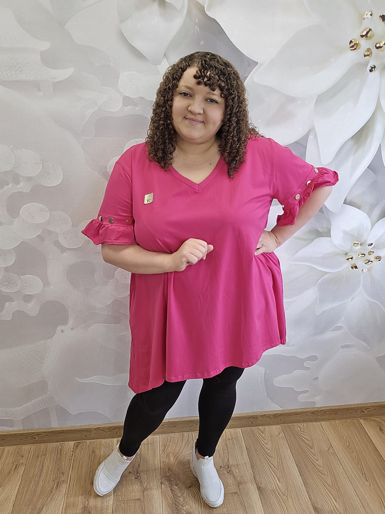 Tunika Felicja Plus Size w kolorze fuksji – widok z przodu