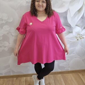 Tunika Felicja Plus Size w kolorze fuksji – luźny, rozszerzany krój