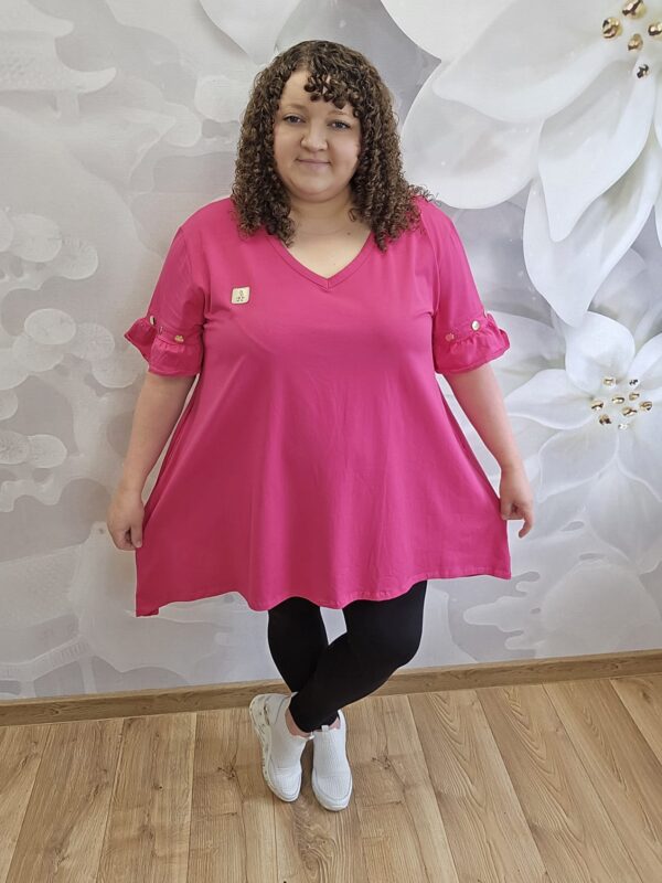 Tunika Felicja Plus Size w kolorze fuksji – luźny, rozszerzany krój